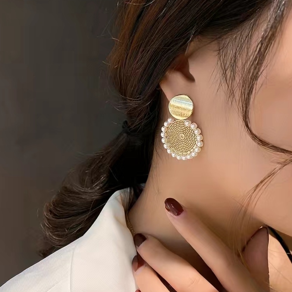 18k Gold plated faux-pearl filigree circle earrings new with tag NWT feminine